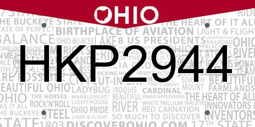 HKP2944 Ohio License Plate