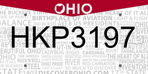HKP3197 Ohio License Plate