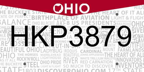 HKP3879 Ohio License Plate