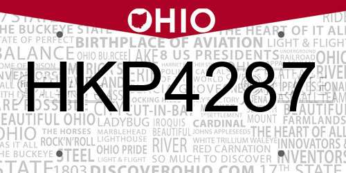 HKP4287 Ohio License Plate