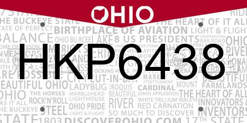 HKP6438 Ohio License Plate