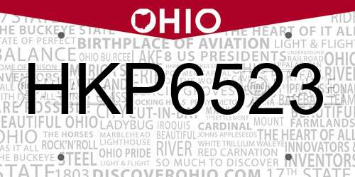 HKP6523 Ohio License Plate