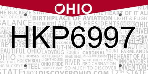 HKP6997 Ohio License Plate