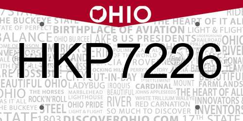 HKP7226 Ohio License Plate