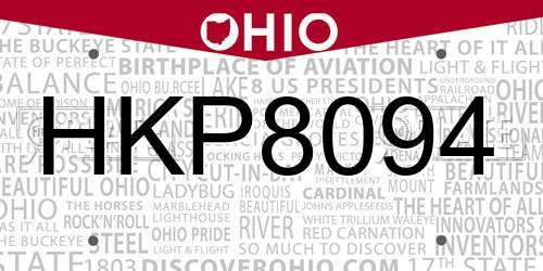 HKP8094 Ohio License Plate