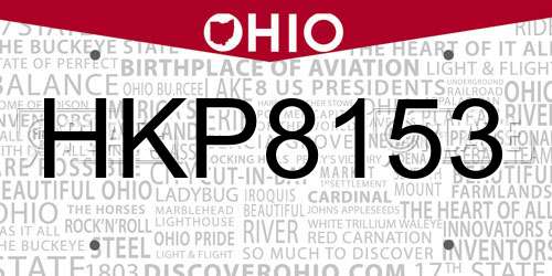 HKP8153 Ohio License Plate
