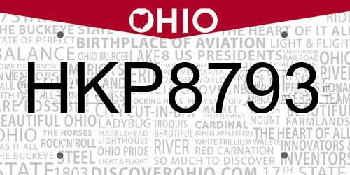 HKP8793 Ohio License Plate
