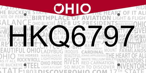HKQ6797 Ohio License Plate