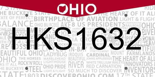 HKS1632 Ohio License Plate