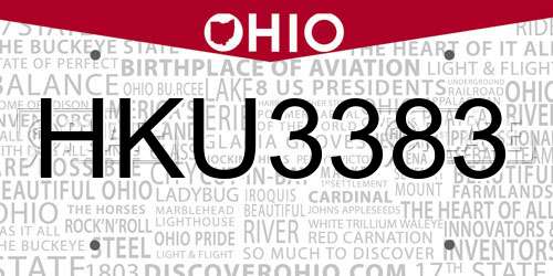 HKU3383 Ohio License Plate