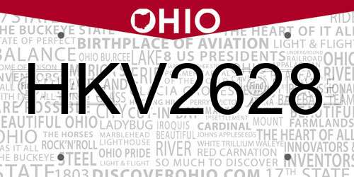 HKV2628 Ohio License Plate