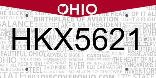 HKX5621 Ohio License Plate