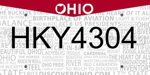 HKY4304 Ohio License Plate