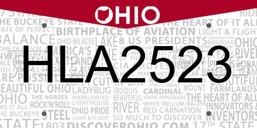 HLA2523 Ohio License Plate