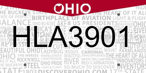 HLA3901 Ohio License Plate