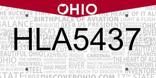 HLA5437 Ohio License Plate