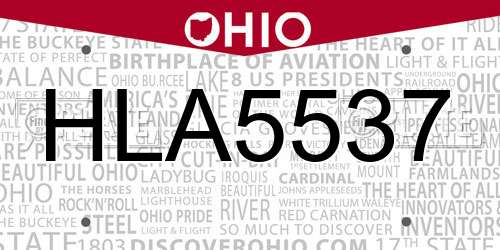 HLA5537 Ohio License Plate
