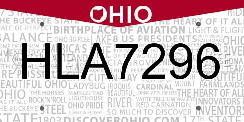 HLA7296 Ohio License Plate