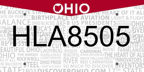 HLA8505 Ohio License Plate