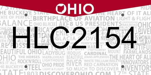 HLC2154 Ohio License Plate