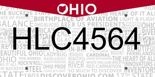 HLC4564 Ohio License Plate
