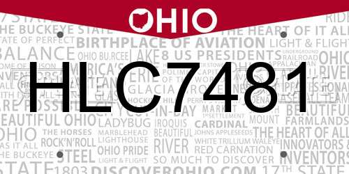 HLC7481 Ohio License Plate