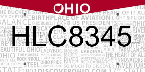 HLC8345 Ohio License Plate