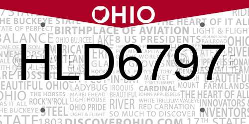 HLD6797 Ohio License Plate