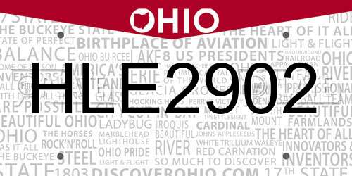 HLE2902 Ohio License Plate