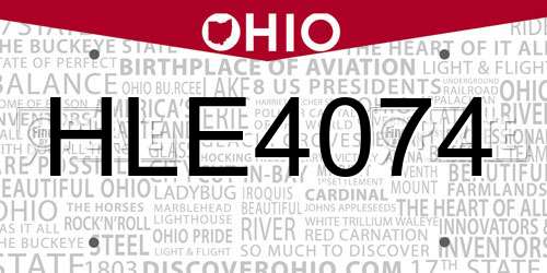 HLE4074 Ohio License Plate