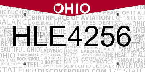 HLE4256 Ohio License Plate