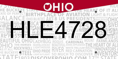 HLE4728 Ohio License Plate
