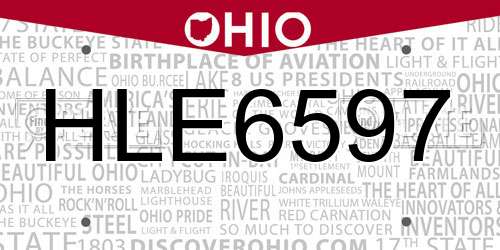 HLE6597 Ohio License Plate