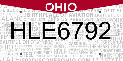 HLE6792 Ohio License Plate