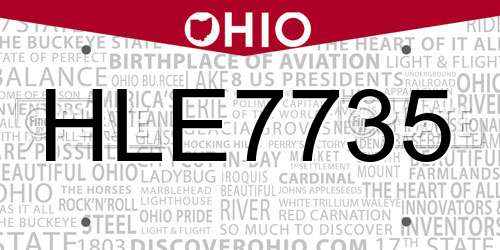 HLE7735 Ohio License Plate