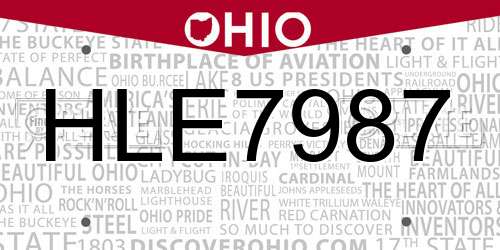 HLE7987 Ohio License Plate