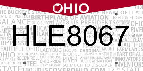 HLE8067 Ohio License Plate