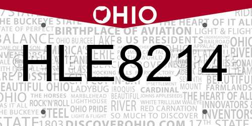 HLE8214 Ohio License Plate