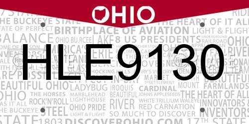 HLE9130 Ohio License Plate