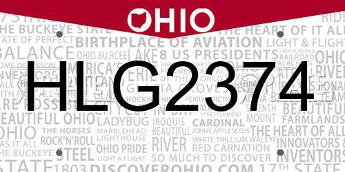 HLG2374 Ohio License Plate