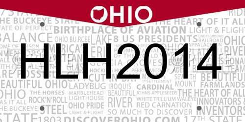 HLH2014 Ohio License Plate