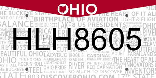 HLH8605 Ohio License Plate