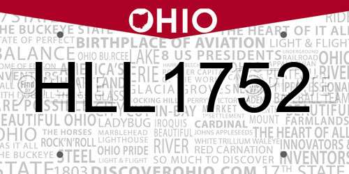 HLL1752 Ohio License Plate