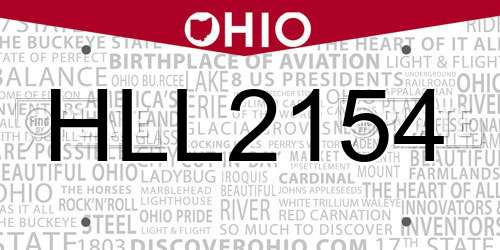 HLL2154 Ohio License Plate