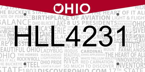 HLL4231 Ohio License Plate