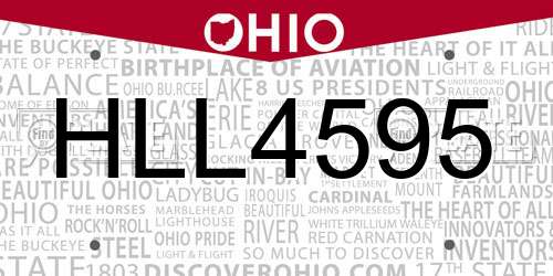 HLL4595 Ohio License Plate