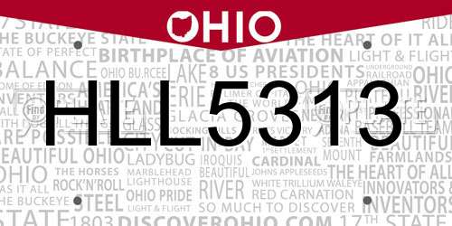 HLL5313 Ohio License Plate