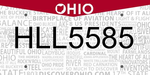HLL5585 Ohio License Plate