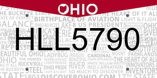 HLL5790 Ohio License Plate