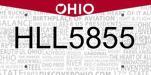 HLL5855 Ohio License Plate